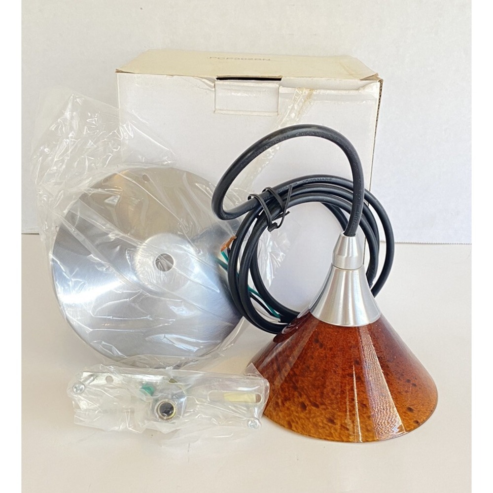 Premier Amber‎ Glass Mini Pendant Hanging Light Chandelier Brushed Nickel